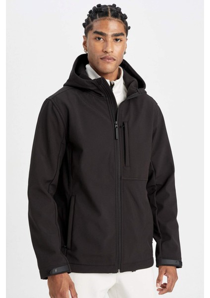 Fit Softshell Mont Su İtici Rüzgara Karşı Koruyan Kapüşonlu Fermuarlı Cepli A2122AX24AU