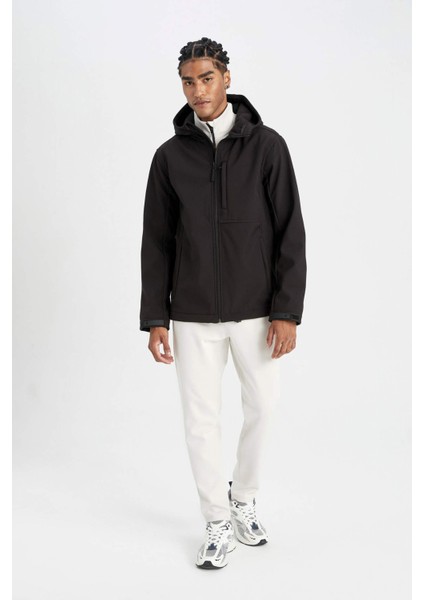 Fit Softshell Mont Su İtici Rüzgara Karşı Koruyan Kapüşonlu Fermuarlı Cepli A2122AX24AU