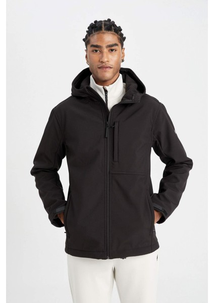 Fit Softshell Mont Su İtici Rüzgara Karşı Koruyan Kapüşonlu Fermuarlı Cepli A2122AX24AU