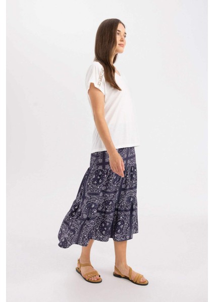 Desenli Aerobin Midi Etek