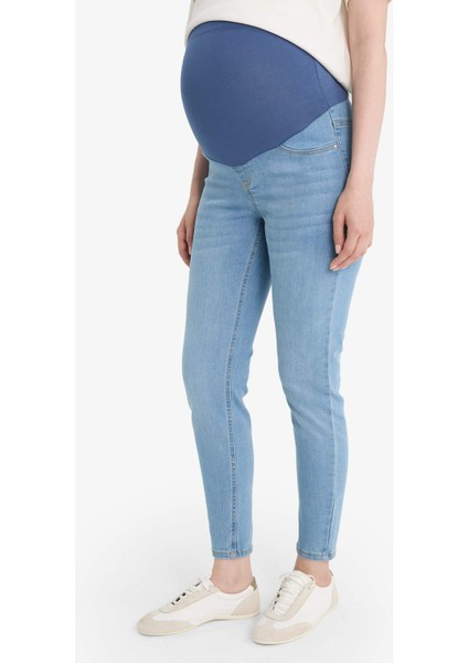 Skinny Fit Yüksek Bel Düz Paça Standart Boy Hamile Pantolon