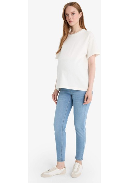 Skinny Fit Yüksek Bel Düz Paça Standart Boy Hamile Pantolon