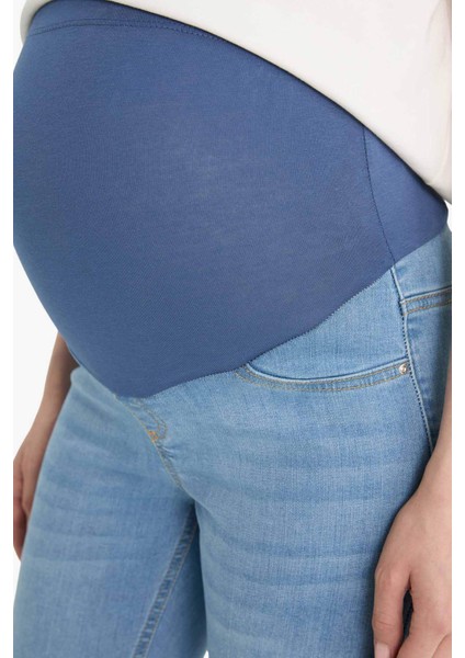 Skinny Fit Yüksek Bel Düz Paça Standart Boy Hamile Pantolon