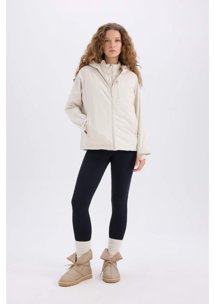 Fit Su Geçirmez Softshell Mont Rüzgar Geçirmez Kapüşonlu Cepli Fermuarlı C4959AX24WN
