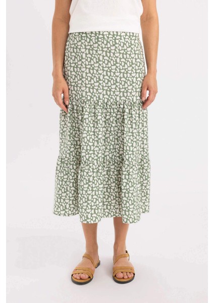 Desenli Aerobin Midi Etek