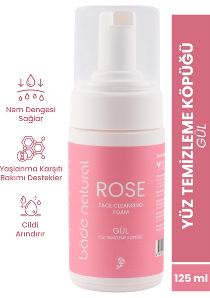 Gül Suyu Yüz Temizleme Köpüğü %100 Doğal ve Vegan 125 ml