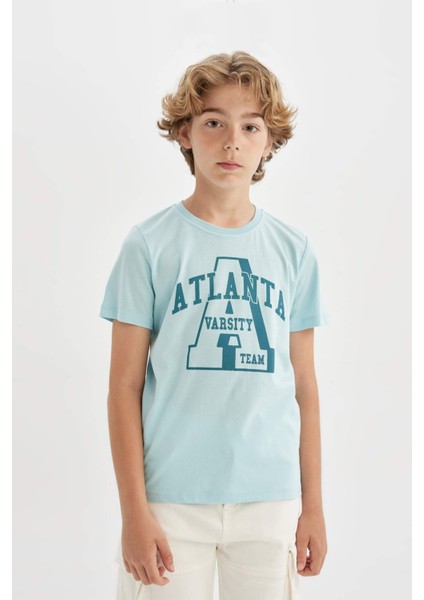 Erkek Çocuk Bisiklet Yaka Baskılı Kısa Kollu Tişört