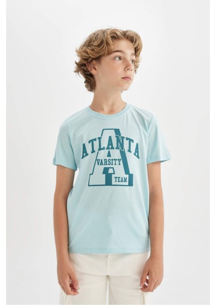 Erkek Çocuk Bisiklet Yaka Baskılı Kısa Kollu Tişört