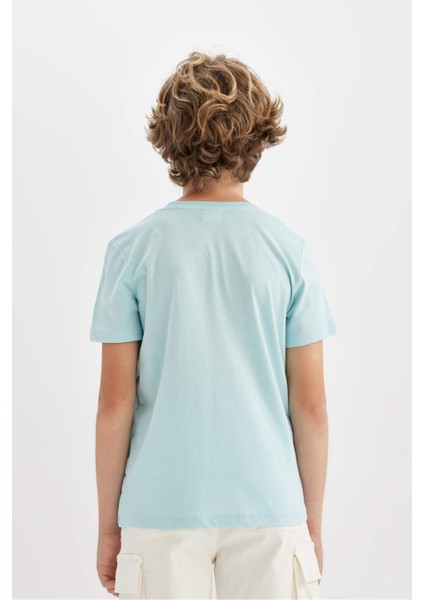 Erkek Çocuk Bisiklet Yaka Baskılı Kısa Kollu Tişört