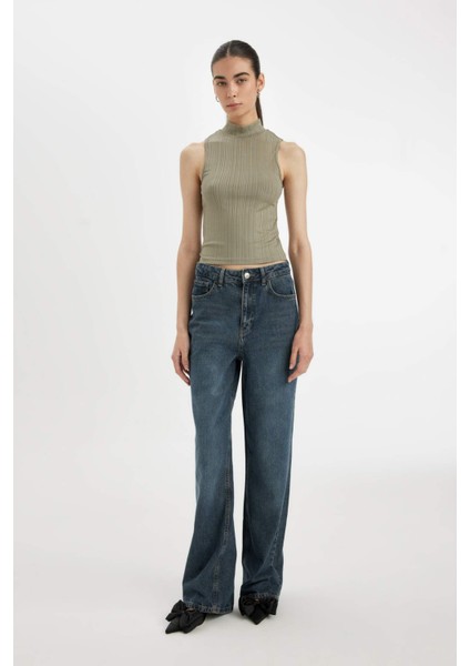 Slim Fit Dar Kesim Yarım Balıkçı Yaka Fitilli Kaşkorse Smart Atlet C7703AX24AU