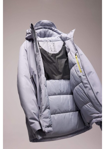 Fit Termometreli Mont Parka Su Geçirmez Rüzgar Geçirmez Slim Fit Dar Kesim Kapüşonlu Fermuarlı C6056AX24WN