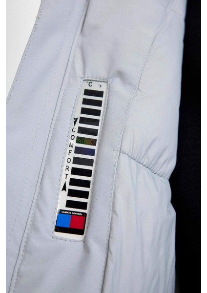 Fit Termometreli Mont Parka Su Geçirmez Rüzgar Geçirmez Slim Fit Dar Kesim Kapüşonlu Fermuarlı C6056AX24WN