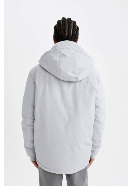 Fit Termometreli Mont Parka Su Geçirmez Rüzgar Geçirmez Slim Fit Dar Kesim Kapüşonlu Fermuarlı C6056AX24WN