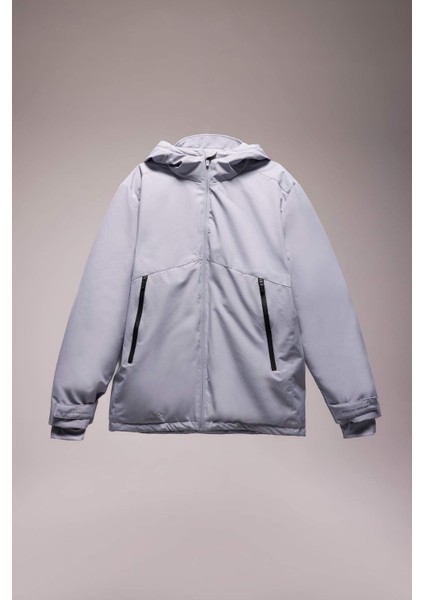 Fit Termometreli Mont Parka Su Geçirmez Rüzgar Geçirmez Slim Fit Dar Kesim Kapüşonlu Fermuarlı C6056AX24WN