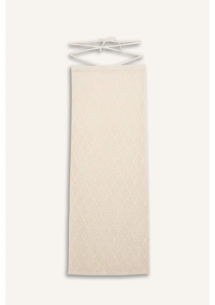 Regular Fit Ajurlu Triko Maxi Plaj Eteği-Fall in Love B6888AX24SM