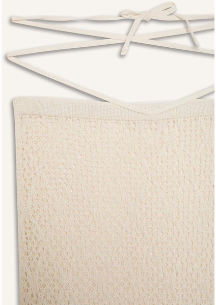 Regular Fit Ajurlu Triko Maxi Plaj Eteği-Fall in Love B6888AX24SM