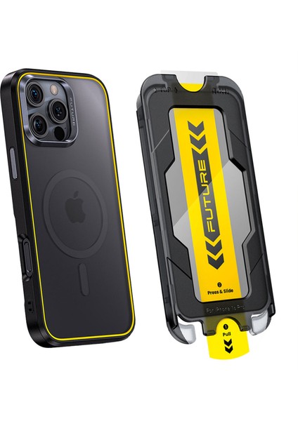 The Future Iphone 16 Pro Kılıfı Siyah, Tam Kaplayan Kırılmaz Temperli Camlı Koruma