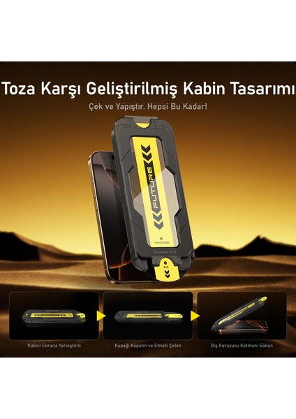 The Future Iphone 16 Pro Kılıfı Siyah, Tam Kaplayan Kırılmaz Temperli Camlı Koruma fırsatları