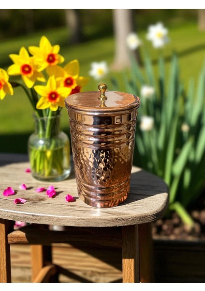 - Kapaklı Saf Bakır Baharatlık – 14 cm Yükseklik, 10 cm Çap, 339 gr Ağırlık, Kalaylı Iç Yüzey, Kahramanmaraş El Işçiliği El Dövmesi Geleneksel Mutfak Aksesuarı
