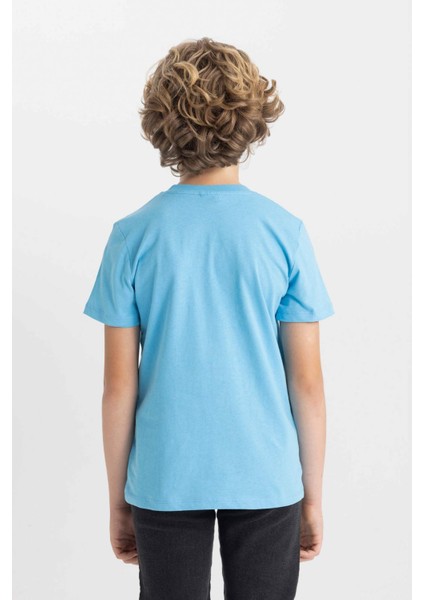 Erkek Çocuk Bisiklet Yaka Baskılı Kısa Kollu Tişört C6886A824HS