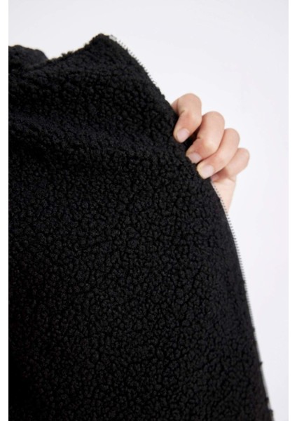 Erkek Çocuk Su İtici Fermuar Cepli Suni Kürk Astarlı Suni Deri Mont C4324A824WN