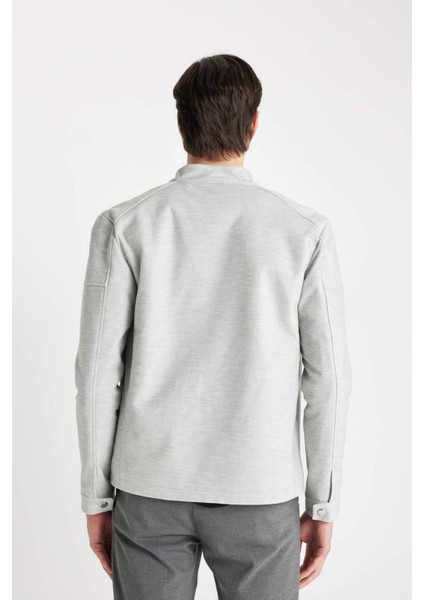 Slim Fit Dar Kesim Dik Yaka Astarlı Fermuarlı Cepli Mevsimlik Baharlık Ceket Mont W2040AZ24AU