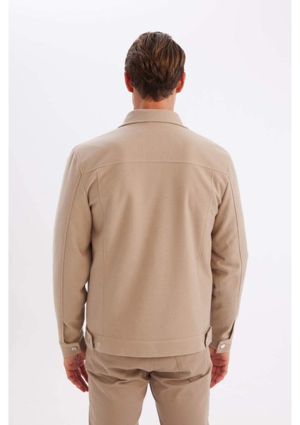 Slim Fit Dar Kesim Polo Yaka Astarlı Fermuarlı Cepli Mevsimlik Mont Y4458AZ24AU