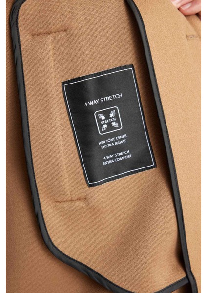 Relax Fit Ceket Yaka Düğmeli Cepli Kışlık Kaşe Parka Y8903AZ24AU