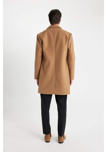 Relax Fit Ceket Yaka Düğmeli Cepli Kışlık Kaşe Parka Y8903AZ24AU