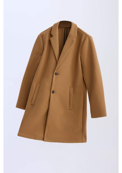 Relax Fit Ceket Yaka Düğmeli Cepli Kışlık Kaşe Parka Y8903AZ24AU