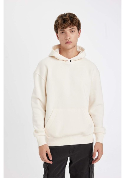 Boxy Fit Kapüşonlu Sırt Baskılı Sweatshirt C7047AX24AU