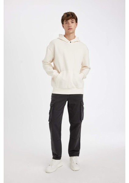 Boxy Fit Kapüşonlu Sırt Baskılı Sweatshirt C7047AX24AU