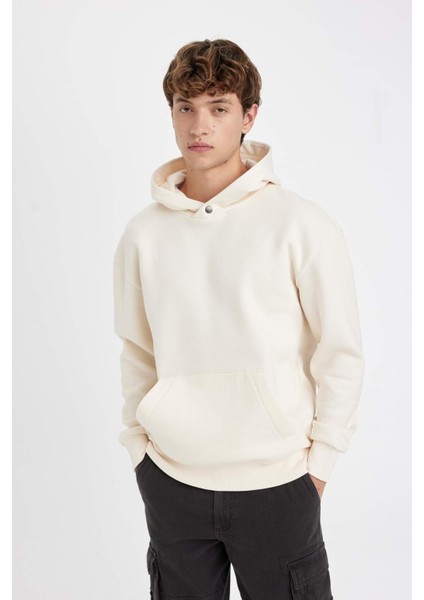 Boxy Fit Kapüşonlu Sırt Baskılı Sweatshirt C7047AX24AU