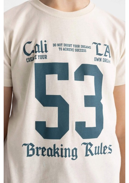 Erkek Çocuk Bisiklet Yaka Baskılı Kısa Kollu Tişört C6888A824HS