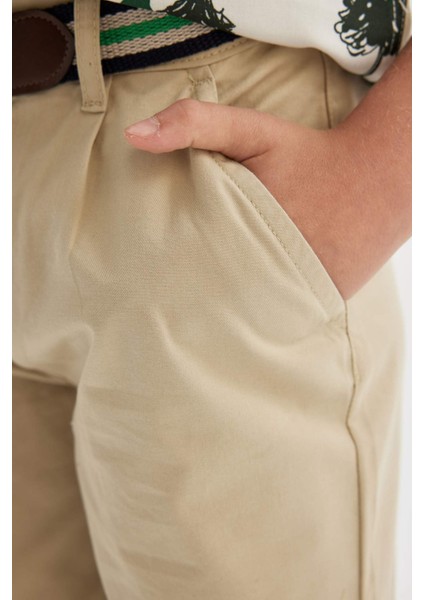 Erkek Çocuk Cepli Kemerli Bermuda Şort