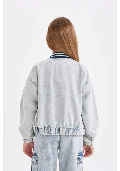 Kız Çocuk Çıtçıtlı Cepli Mevsimlik Jean Bomber Ceket C7485A824AU