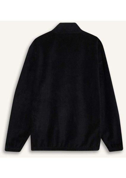Comfort Regular Fit Rahat Kalıp Fermuarlı Dik Yaka Baskılı Polar Sweatshirt C7794AX24AU