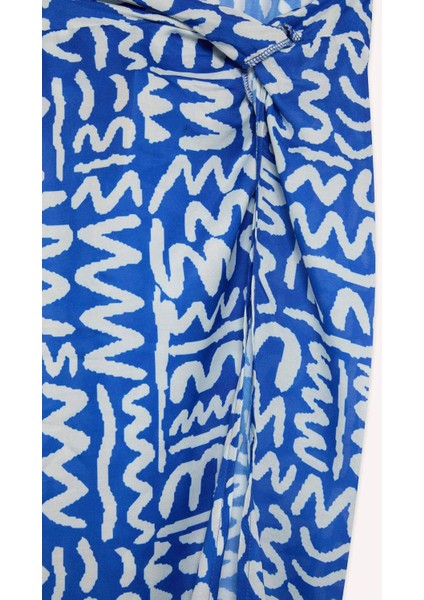 Desenli Yırtmaçlı Plaj Eteği-Fall in Love C6104AXNS