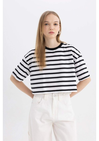 Coool Fitted Çizgili Kısa Kollu Tişört A9046AX24SM