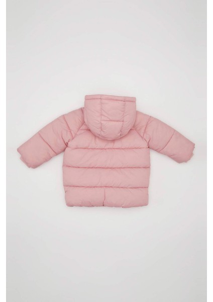 Kız Bebek Su Geçirmez Çift Taraflı Polar Astarlı Cep İçi Polarlı Kapüşonlu Fermuarlı Şişme Mont C7804A524AU