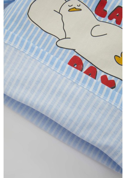 Erkek Bebek Pijama Takımı Penye Çizgili Kısa Kollu Üst Şort