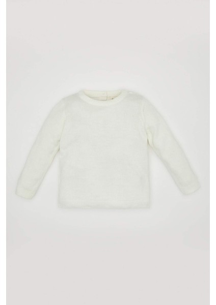 Kız Bebek Bisiklet Yaka Basic Düz Triko Kazak X8187A224AU