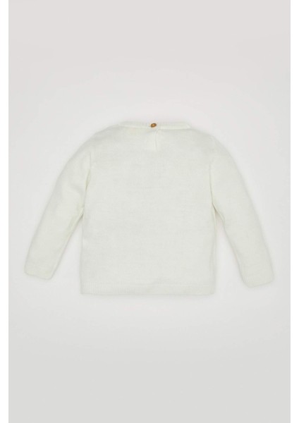 Kız Bebek Bisiklet Yaka Basic Düz Triko Kazak X8187A224AU