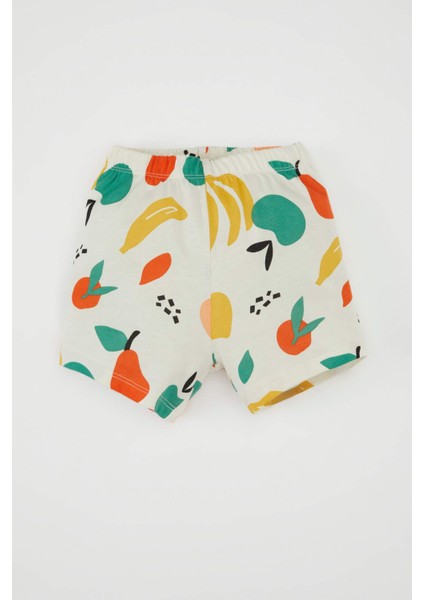 Erkek Bebek Pijama Takım Baskılı Penye Kısa Kollu Beli Lastikli Şortlu Alt