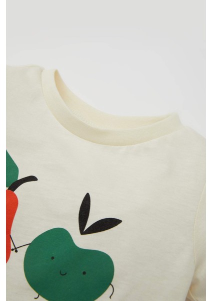 Erkek Bebek Pijama Takım Baskılı Penye Kısa Kollu Beli Lastikli Şortlu Alt