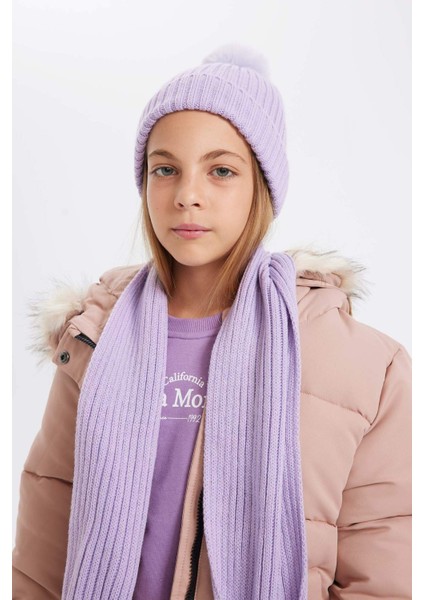 Kız Çocuk 2'li Takım Ponponlu Bere Atkı C7986A824WN