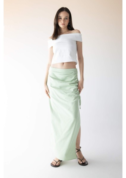 Fitted Omuzu Açık Kısa Kollu Tişört C7661AX24SM