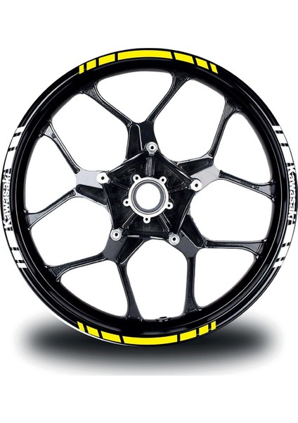 Kawasakı Yazılı Kısa Yazısız Kısa Dış Şerit 16'lı Çift Renk Jant Sticker Modeli modelleri