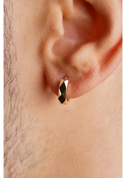 14 Ayar Altın Asimetrik Kesim Halka Küpe Erkek fiyatları