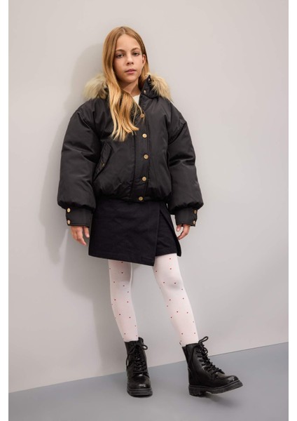 Kız Çocuk Kapüşonlu Çıtçıtlı Fermuarlı Cepli Mont C5488A824WN